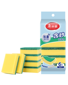 Meliya Dishwashing Sponge Scrubber Pads, 6-Pack Antibacterial Emery Cloth Kitchen Scouring Pads for Pots and Dishes