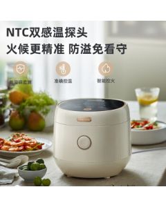 Bear Electric Rice Cooker, Multi-functional Smart Preheating Mini Rice Pot with Firewood Cooking Mode, 3L DFB-C30L3, Beige