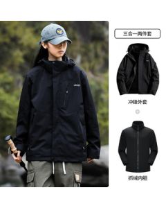 JEEP Men's Assault Jacket Unisex Warm Outdoor 3-in-1 Two-Piece Coat Black XL