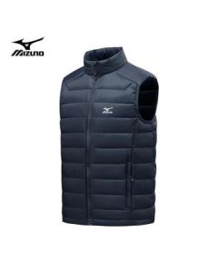 Mizuno Men's Outdoor Down Vest, Stand Collar Lightweight Windproof Sleeveless Jacket for Autumn and Winter, Navy Blue, 4XL