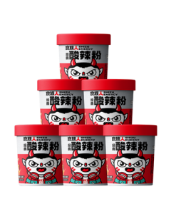 Spicy and Sour Vermicelli 130g*6 Cups by Shizu Clan - Chongqing Style Sweet Potato Noodles, Rice Noodles, Instant Snack for Late Night