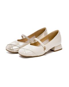 Daphne Chunky Heel Mary Jane Shoes Women's Autumn New Style Shallow Cut Women's Flats 4025404016 Champagne 37