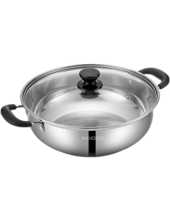 Maxcook 304 Stainless Steel Hot Pot 30cm, Soup Pot with Lid for Induction Cooker, Gas Stove, Includes a Pair of Hot Pot Ladles MH-30