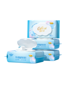 COROU Baby Wipes for Hands and Mouth, Pure Water Wet Wipes for Newborns and Infants, 80 Sheets per Pack, 4-Pack Family Size