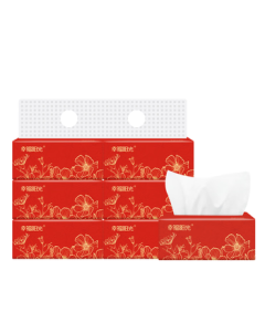 Happy Sunshine Facial Tissue 4-Ply 100 Sheets * 6 Packs Red Festive Pack