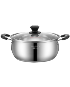 Maxcook Stainless Steel Soup Pot 24CM, 304 Stainless Steel with Thickened Composite Bottom, Compatible with Gas and Induction Cookers YC-24