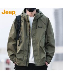 Jeep (JEEP) Men's Jacket Autumn Winter Windbreaker Workwear Casual Trendy Hooded Top Army Green XL