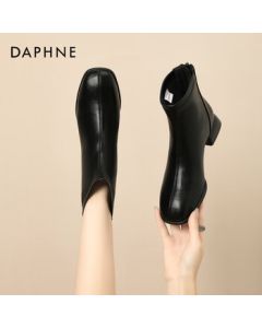 Daphne Women's Ankle Boots New French High Heel Slim Boots Versatile Martin Boots Black 40