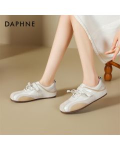 DAPHNE Women's Trainer Shoes Comfortable Casual Fashion Versatile Low-Top Flat Shoes Beige Size 36