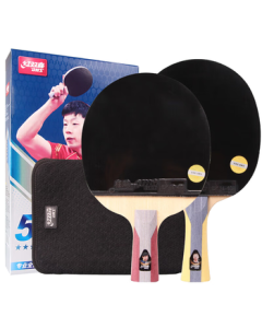 DHS Double Happiness Five-Star Hurricane Five-Star Table Tennis Racket Set H5 (Includes Racket Case and Table Tennis Balls)