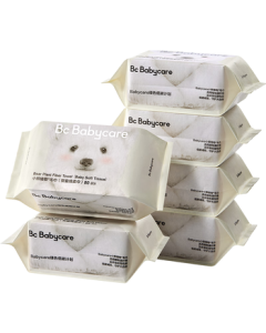 babycare Soft & Thick Facial Tissue for Babies, 2-in-1 Dry & Wet Use, Extra Large & Thickened Bear Design, 80 Sheets * 6 Packs