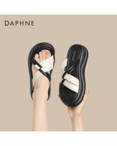 Daphne Women's Sandals Fashion Versatile Slip-On Flat Thick Sole Beach Sandals 4024303277 Beige 38