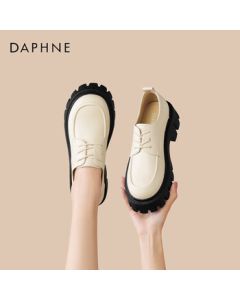 Daphne Women's Loafers Platform Oxford Shoes British Style Leather Shoes 4024404147 Beige 36