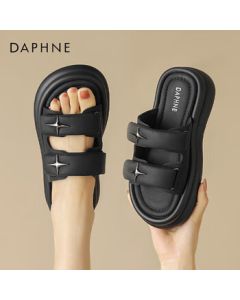 Daphne Women's Sandals Thick-Soled Versatile Platform Casual Flip-Flops Women's Shoes 4023303203 Black 36