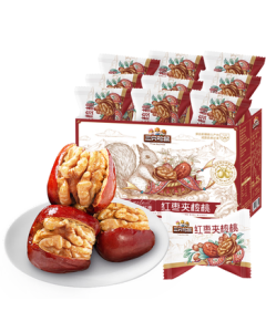 Three Squirrels Red Dates with Walnuts 660g (Approx. 102 Packs) – Healthy Snack with Xinjiang Jujube, No-Wash Large Dates, Nutritious Gift