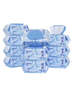 Deyou Pure Water Wipes 80 Sheets * 10 Packs, Thickened Large Pack Wet Wipes, Hypoallergenic with Mild Acidic Ionized Water for Gentle Skin