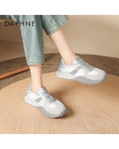 Daphne Women's Casual Shoes Color-Blocking Thick-Soled Height-Increasing Training Sneakers Versatile Sports Shoes 4024101699 Gray 35