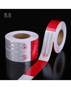 Xunhuo Vehicle Body Inspection Safety Reflective Tape, Red and White Reflective Film, Night Warning Adhesive Tape, Reflective Strip, 5cm*15m/Roll