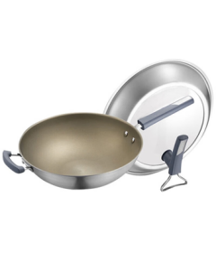 SUPOR Wok 34CM Titanium Non-Stick Frying Pan Without Coating, Compatible with Steaming Rack CC34JG3