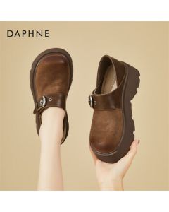 DAPHNE Retro Platform Two-Way Birkenstock Women's Shoes Soft Sole Versatile Slip-Ons for Petite Women - Brown, Size 37
