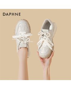 Daphne Women's Casual Sneakers Spring New Soft-Soled Comfortable White Shoes 4025101077 Champagne Gold 36