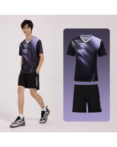 Kawasaki Badminton Sportswear Men's Professional V-Neck Short Set B1813 Black L