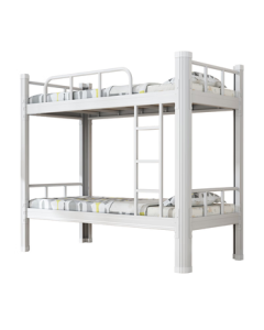 Haiajia Steel Bunk Bed Double Decker Loft Bed Student Dormitory Twin Bed White 100cm Wide with Bed Board