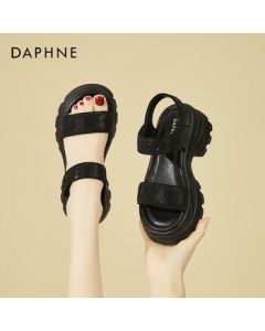 DAPHNE Platform Sandals for Women, Summer Outdoor Casual Dad Sneaker Style Height-Increasing Comfortable Leisure Sandals - Black, Size 37