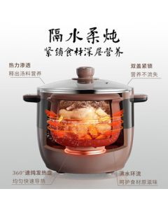 Bear DDZ-B25T6 Electric Stew Pot, Electric Casserole, Soup Pot, Purple Clay Pot, Home Stewing Pot, Double-Layer Steamer with Porridge and Bird's Nest Cooking Function