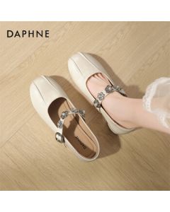 Daphne Soft-Soled Women's Slip-On Mary Jane Flats New Summer Casual Shoes 4025101325 Beige 35