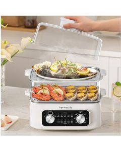 Joyoung Electric Steamer, Large Capacity Multi-Layer Steamer with Timer and Auto Shut-Off, DZ150HG-GZ616, 16L