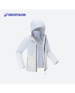 Decathlon Women's 3-in-1 Waterproof Windproof Jacket with Down Layer for Outdoor Hiking in Autumn and Winter - 5572072
