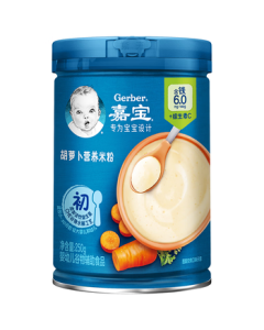 GERBER Carrot & Iron-Fortified Rice Cereal Baby Food with Active Probiotics, Fruits & Vegetables, 250g, 6+ Months, 100% Factory Verified