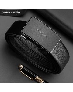Pierre Cardin Men's Genuine Leather Belt with Automatic Buckle - High-End Internal Waistband Belt, Perfect Birthday Gift for Men