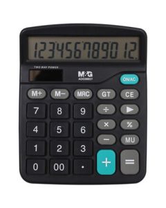 M&G Calculator ADG98837 Solar and Button Battery Dual-Power Desktop Calculator for Students and Office Use, Compact and Portable