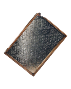 Granas Tea Tray Solid Wood Tea Coaster Retro Glass Serving Tray Home Dessert Plate Tea Snack Plate Breakfast Tray Begonia Flower Tea Tray