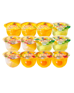 Strong Jelly Big Cup Fruit Jelly 200g x 12 Cups, 0 Fat, 4 Flavors, Kids Snack Gift Pack, Mid-Autumn Festival Gift