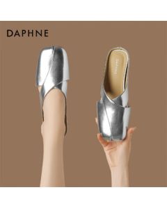 Daphne Women's Slip-On Mule Sandals Flat Sole New Design Outdoor Casual Slide Lazy Loafers 4024303374 Silver 40