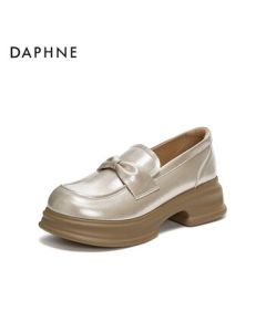 Daphne Loafers Women's Autumn New Thick-Soled Shoes British Style Leather Shoes 4025404221 Champagne 37