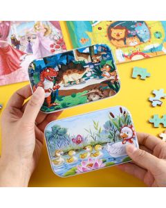 Yuyu Bear Iron Box Puzzle 60-Piece Creative Cartoon Educational Flat Toy Puzzle Children's Gift (Minimum 30 Boxes Order)