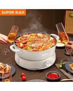 SUPOR Multi-function Pot 6L Large Capacity Electric Hot Pot, Electric Cooking Pot with Detachable Design, 3-Level Heat Adjustment, Steaming and Boiling H30YKX56