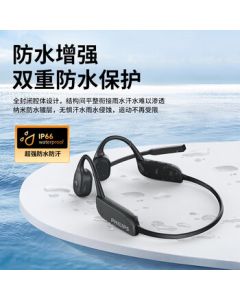 PHILIPS Bluetooth Headphones, Wireless Sports Headphones, Bone Conduction Headphones for Running and Cycling, Black TAN5609