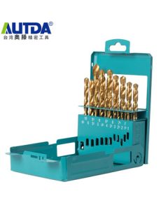 AUTDA High-Speed Steel Titanium Coated Fully Ground Drill Bit, Straight Shank Twist Drill, Drill Set 1.0mm-10mm X0.5mm (19-Piece) Kit