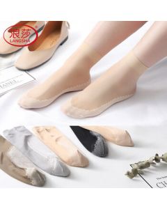 Langsha Women's Stockings 10 Pairs Thin Ins Trend Mid-Calf Spring Summer Black Nude Cotton Feel Short Socks Nude Color 10 Pairs One Size