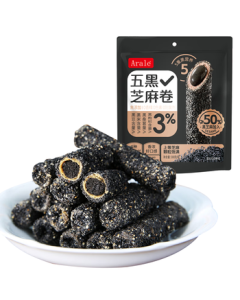 Arale Five-Black Sesame Roll 300g High-Calcium High-Protein High-Fiber Whole Grain Energy Bar Satiety Snack