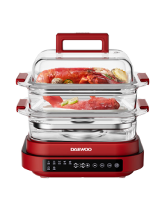 DAEWOO All-Purpose Electric Steamer - Thickened High-Tension Glass, Multi-Function Steaming, Stewing, and Cooking Pot with Detachable Stainless Steel S31-SE-FGH