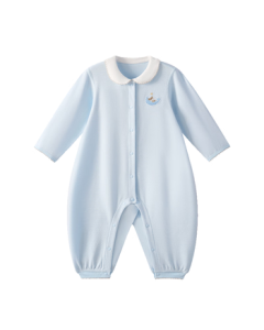 babycare Baby Bodysuit Embroidered Long-Sleeve Snap-Up Romper Sky Blue 90cm
