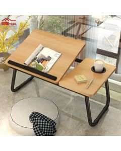 Yijia Bed Desk, Foldable and Adjustable Laptop Table for Bed [Walnut Color], 5-Level Height Adjustment