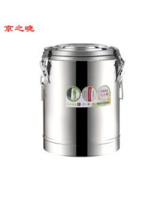 Jing Zhi Xiao Commercial Stainless Steel Insulated Food Container, Thickened Foam Insulation Rice Bucket, Restaurant Cafeteria Soymilk Soup Bucket [201 No Faucet] 30L