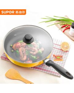 SUPOR Colorful Non-Stick Frying Pan, Skillet, Steak & Egg Pan PJ28M5 28cm + Kitchen Wet Wipes (1 Pack)
